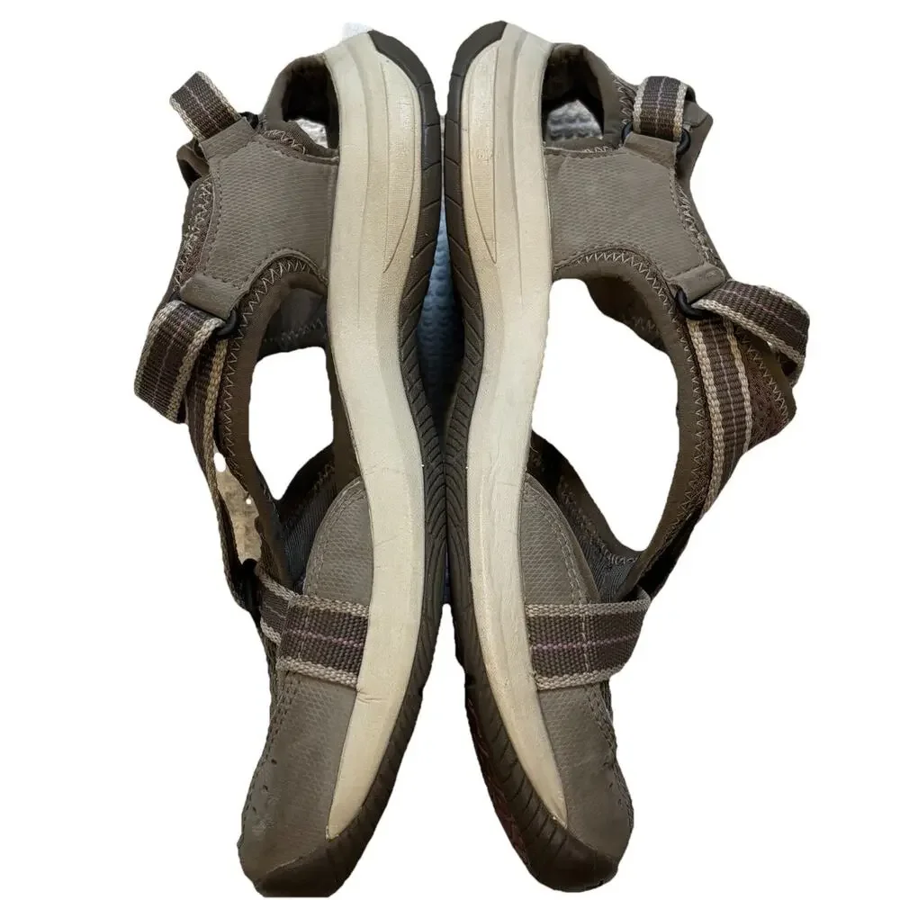 Teva Ewaso Hiking Sandals Womens 7 Gray Taupe Purple Closed Toe Trail Water Shoe
